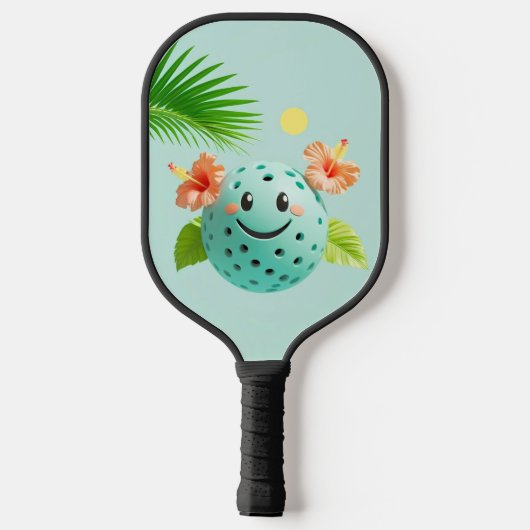 Tropisches Pickleball Fun Paddle - Palmen und Hibi (Rückseite)