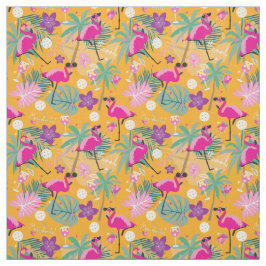 Tropisches Pickleball mit Flamingos, gelb Stoff