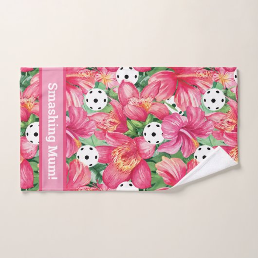 🌺 🌴 tropisches Pickleball mit Hibiskus mit Text Badhandtuch Set (Handtuch)