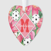 🌺 🌴 tropisches Pickleball mit Hibiskus mit Text Ornament (Vorderseite)