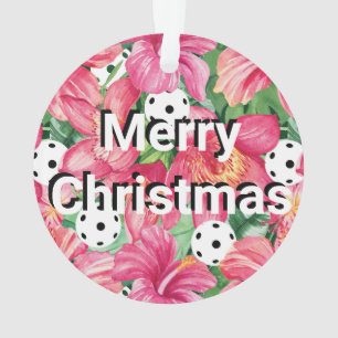 🌺 🌴 tropisches Pickleball mit Hibiskus mit Text Ornament
