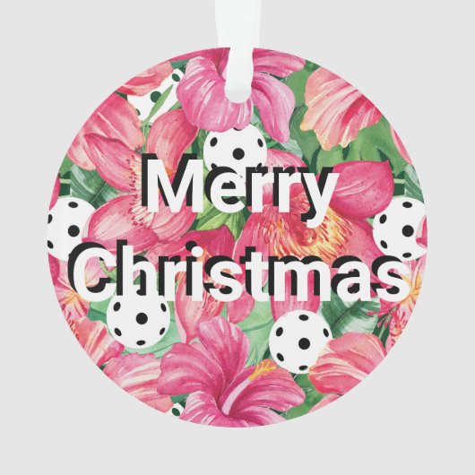 🌺 🌴 tropisches Pickleball mit Hibiskus mit Text Ornament (Rückseite)