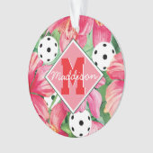 🌺 🌴 tropisches Pickleball mit Hibiskus mit Text Ornament (Vorderseite)