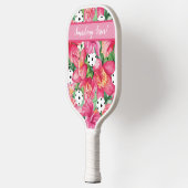 🌺 🌴 tropisches Pickleball mit Hibiskus mit Text Schläger (Links)