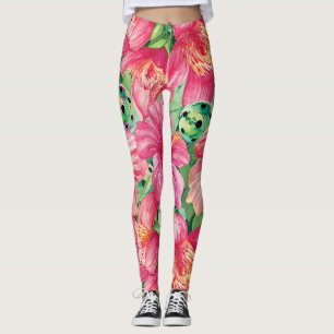 Tropisches Pickleball mit Hibiskus XXL-Druck Leggi Leggings