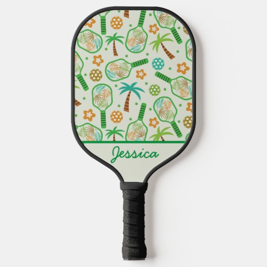 Tropisches Pickleball mit Palmen Personalisiert Schläger (Vorderseite)
