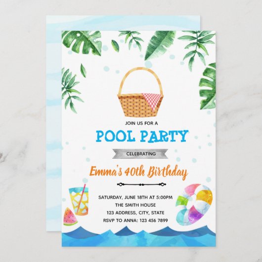 Tropisches Picknick Einladung (Vorne/Hinten)