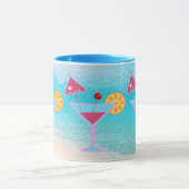 Tropisches Pink & Blue Cocktail Abstraktes Meer Tasse (Zentrum)
