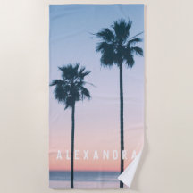 Tropisches Pink & Blue Ombre Palm Tree Sunset Name