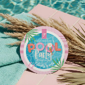 Tropisches Pink & Blue Summer Birthday Pool Party Einladung