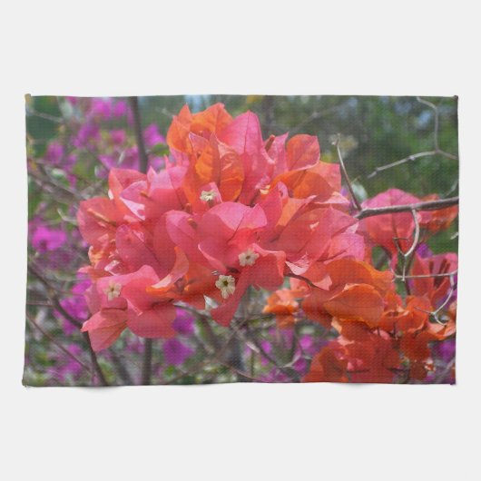 Tropisches Pink Bougainvillea Insel Floral Geschirrtuch (Horizontal)