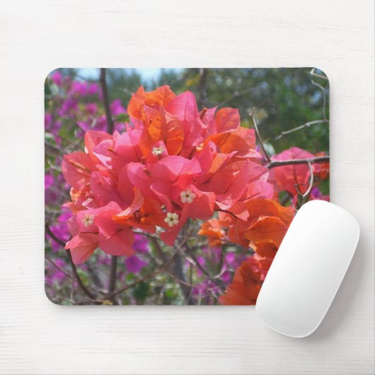 Tropisches Pink Bougainvillea Insel Floral Mousepad (Mit Mouse)