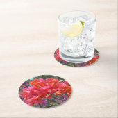 Tropisches Pink Bougainvillea Insel Floral Runder Pappuntersetzer (Vor Ort)