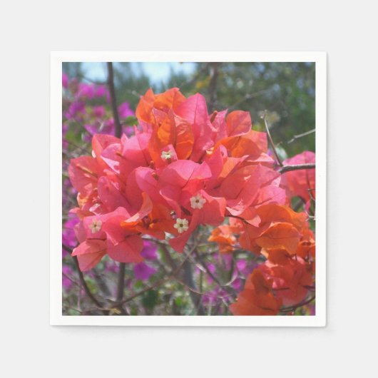 Tropisches Pink Bougainvillea Insel Floral Serviette (Vorderseite)