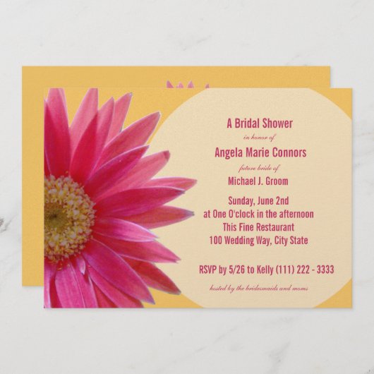 Tropisches Pink-Daisy-Brautparty Einladung (Vorne/Hinten)