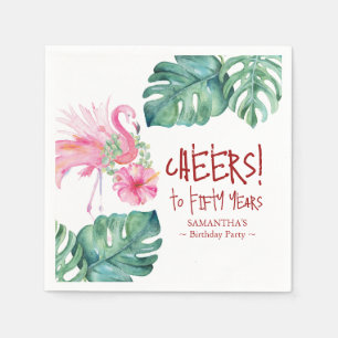 Tropisches Pink Flamingo 50. Geburtstag Thema Serviette