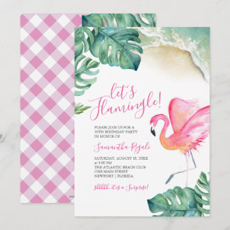 Tropisches Pink Flamingo 50. Geburtstagsparty Einladung