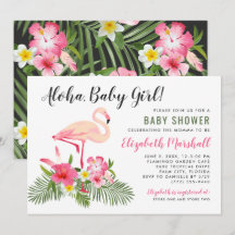 Tropisches Pink Flamingo Aloha Baby Girl Dusche