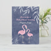 Tropisches Pink Flamingo Beach Baby Dusche laden e Einladung (Stehend Vorderseite)