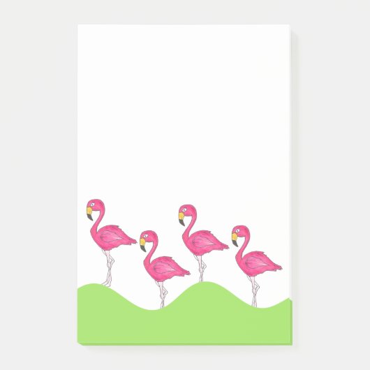 Tropisches Pink Flamingo Bird Flamingos Post Post-it Klebezettel (Vorderseite)