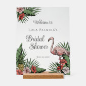 Tropisches Pink Flamingo Brautparty Zeichen Acrylschild (Vorderseite)