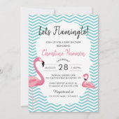 Tropisches Pink Flamingo Chevrons Beach Baby Dusch Einladung (Vorderseite)