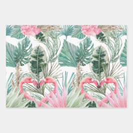 Tropisches Pink Flamingo Couple Wedding Geschenkpapier Set