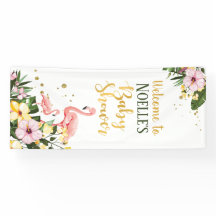 Tropisches Pink Flamingo Floral Gold Baby Dusche