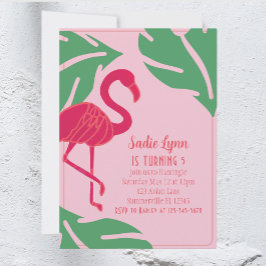 Tropisches Pink Flamingo Geburtstag Einladung