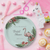 Tropisches Pink Flamingo Hibiskus Brautparty Pappteller (Party)