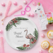 Tropisches Pink Flamingo Hibiskus Brautparty Pappteller (Party)