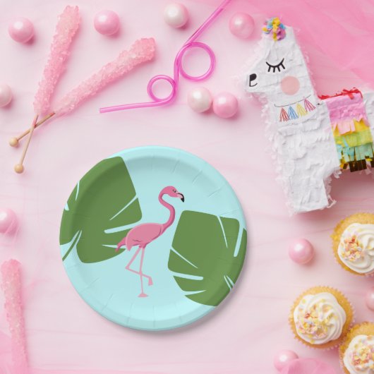 Tropisches Pink Flamingo Luau Party Pappteller (Party)