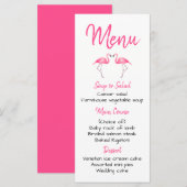 Tropisches Pink Flamingo Menü Hochzeitsmenü Brautp Menükarte (Vorne/Hinten)