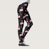 Tropisches Pink Flamingo Muster Weiße Blumenreste Leggings (Rechts)