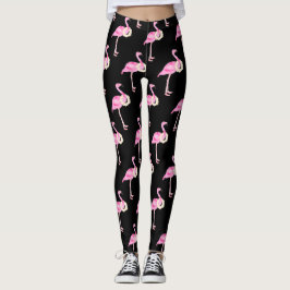 Tropisches Pink Flamingo Muster Weiße Blumenreste Leggings