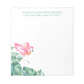 Tropisches Pink Flamingo Personalisiert Stationery Notizblock (Vorderseite)