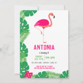 Tropisches Pink Flamingo Schöne Geburtstagsparty Einladung (Vorderseite)