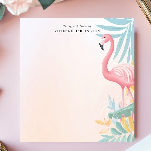 Tropisches Pink Flamingo Wasserfarbe Personalisier Notizblock