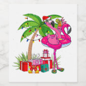 Tropisches Pink Flamingo Weihnachten im Juli Somme Weinetikett (Einzelnes Label)
