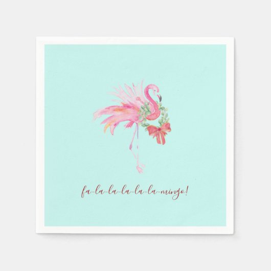 Tropisches Pink Flamingo Xmas Cocktail Napkins Serviette (Vorderseite)
