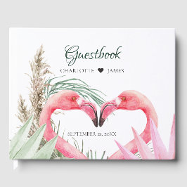 Tropisches Pink Flamingos Hochzeit Gästebuch