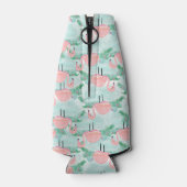 Tropisches Pink Flamingos Lagoon Personalisiert Flaschenkühler (Rückseite)