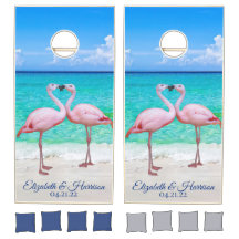 Tropisches Pink Flamingos Ocean Beach Szene Hochze