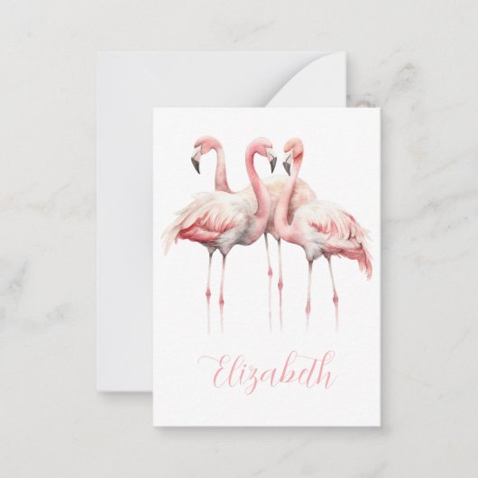 Tropisches Pink Flamingos Personalisiert Mitteilungskarte (Vorderseite)