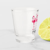 Tropisches Pink Flamingos Personalisiert Schnapsglas (Links)
