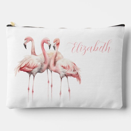 Tropisches Pink Flamingos Personalisiert Zubehörtasche (Vorderseite)