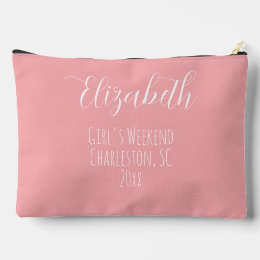 Tropisches Pink Flamingos Personalisiert Zubehörtasche (Rückseite)