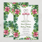 Tropisches Pink Flamingos Verlobung Dusche Party Einladung (Vorne/Hinten)