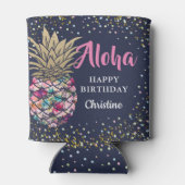 Tropisches Pink Gold Ananas Beach Party Dosenkühler (Rückseite)