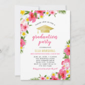 Tropisches Pink Gold Hibiskus Blume Abschluss Einladung (Vorderseite)